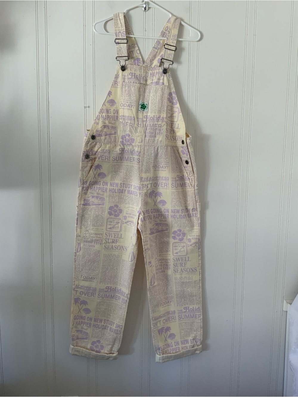 Vans Cream and Light Purple Printed Cotton Overalls
